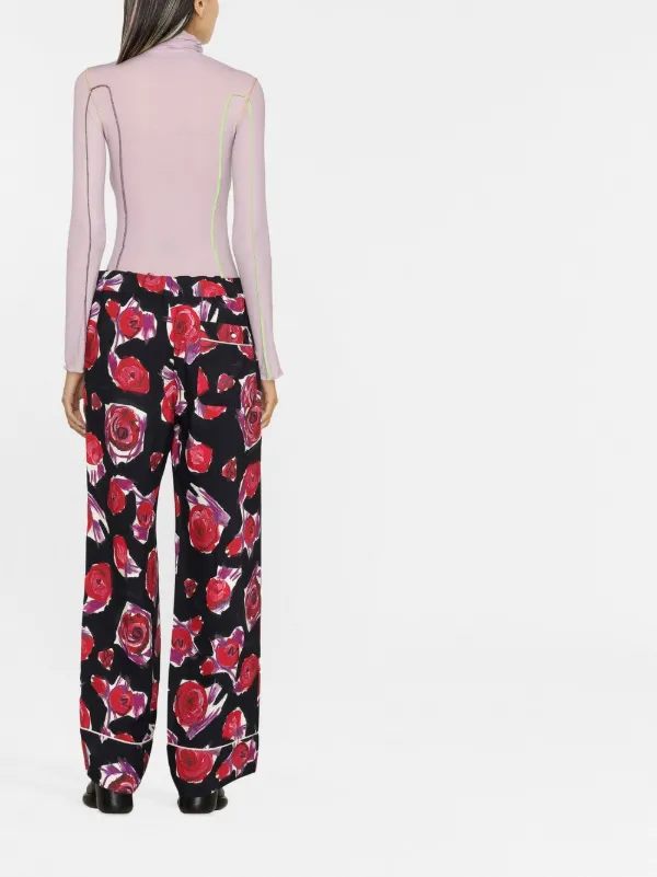 Marni floral-print wide-leg Trousers | Black | FARFETCH