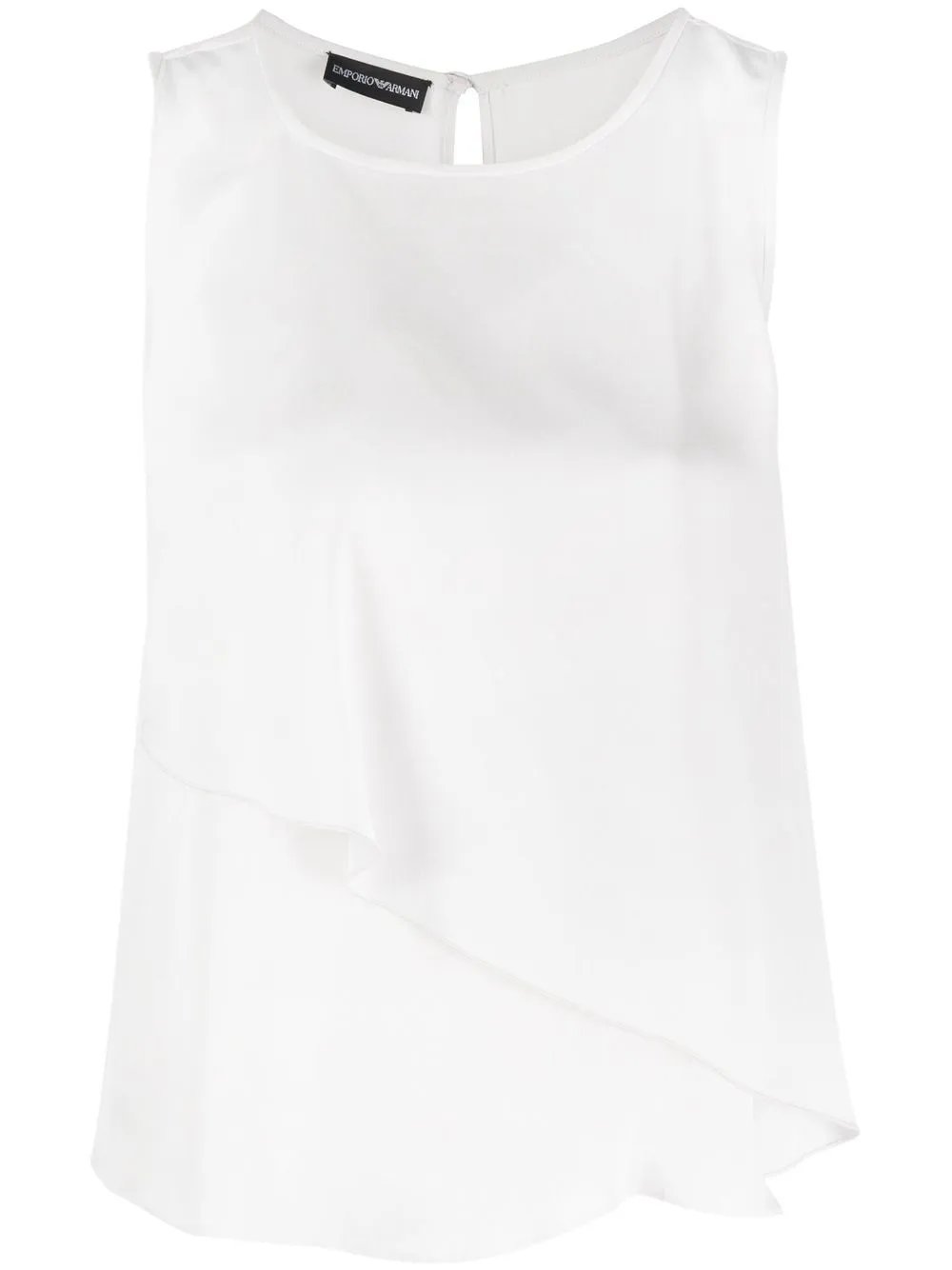 

Emporio Armani blusa sin mangas con volantes - Blanco