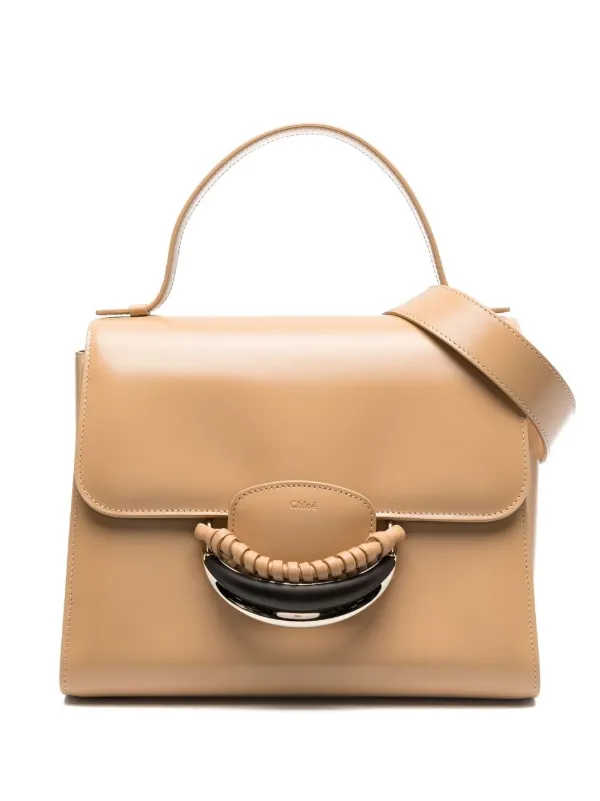 Chloé Kattie Leather Tote Bag in Neutrals