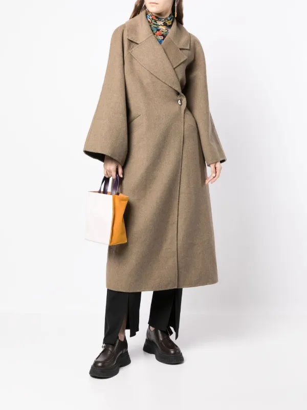 Ganni Oversized button-fastening Coat - Green