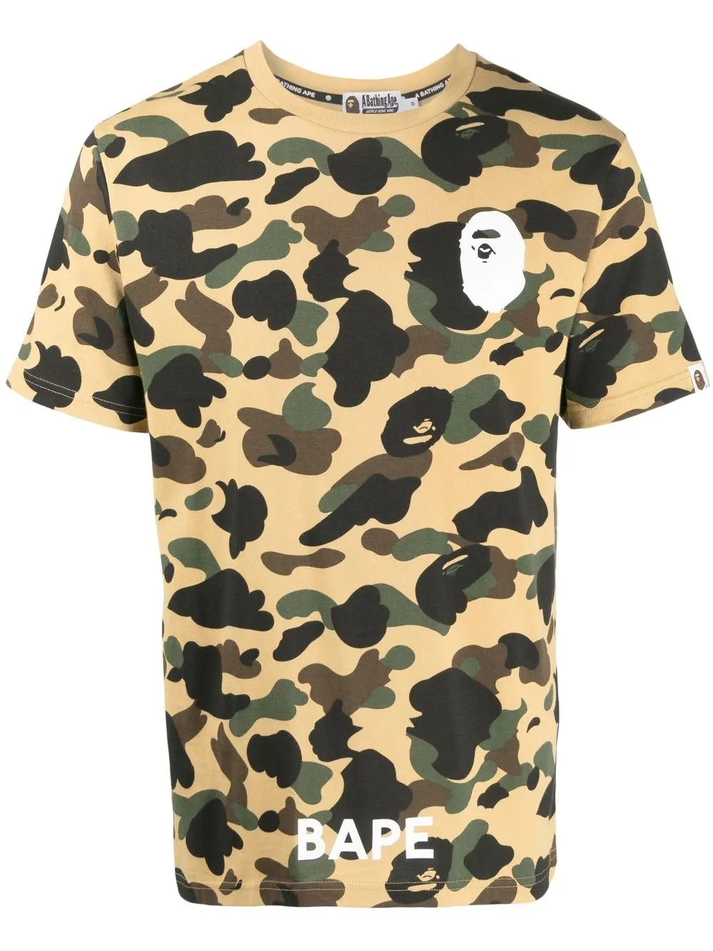 

A BATHING APE® playera con estampado militar y logo estampado - Marrón