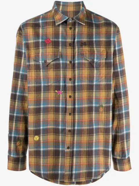 DSQUARED2 camisa con detalle bordado y estampado de cuadros