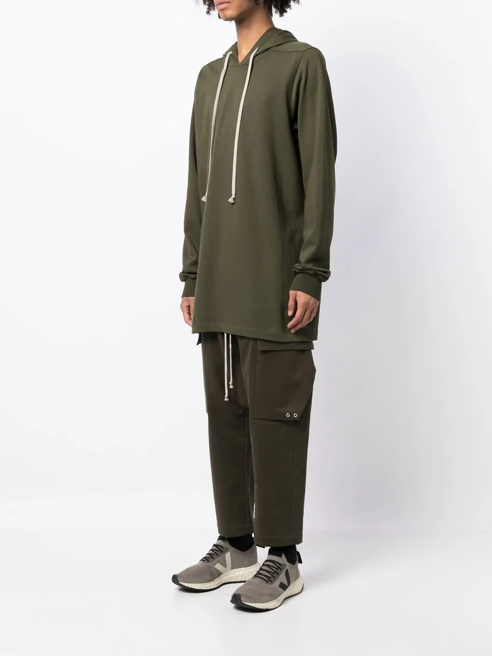 Rick Owens long-length Drawstring Hoodie | Green | FARFETCH