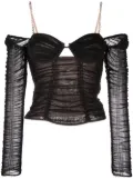 Self-Portrait crystal-embellished stretch-jersey top - Black
