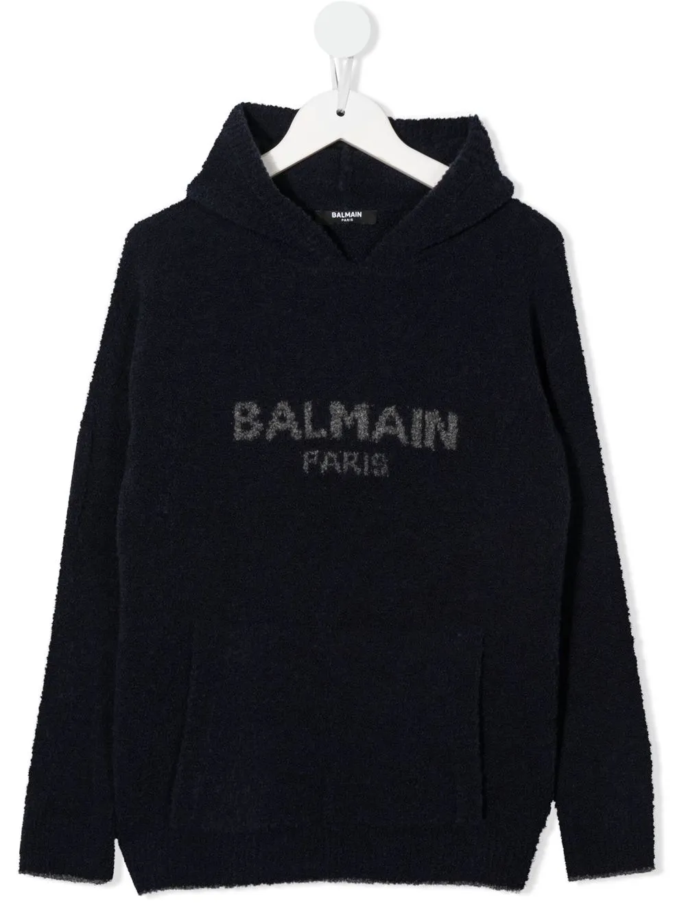 Image 1 of Balmain Kids intarsia-knit logo hooded jumper