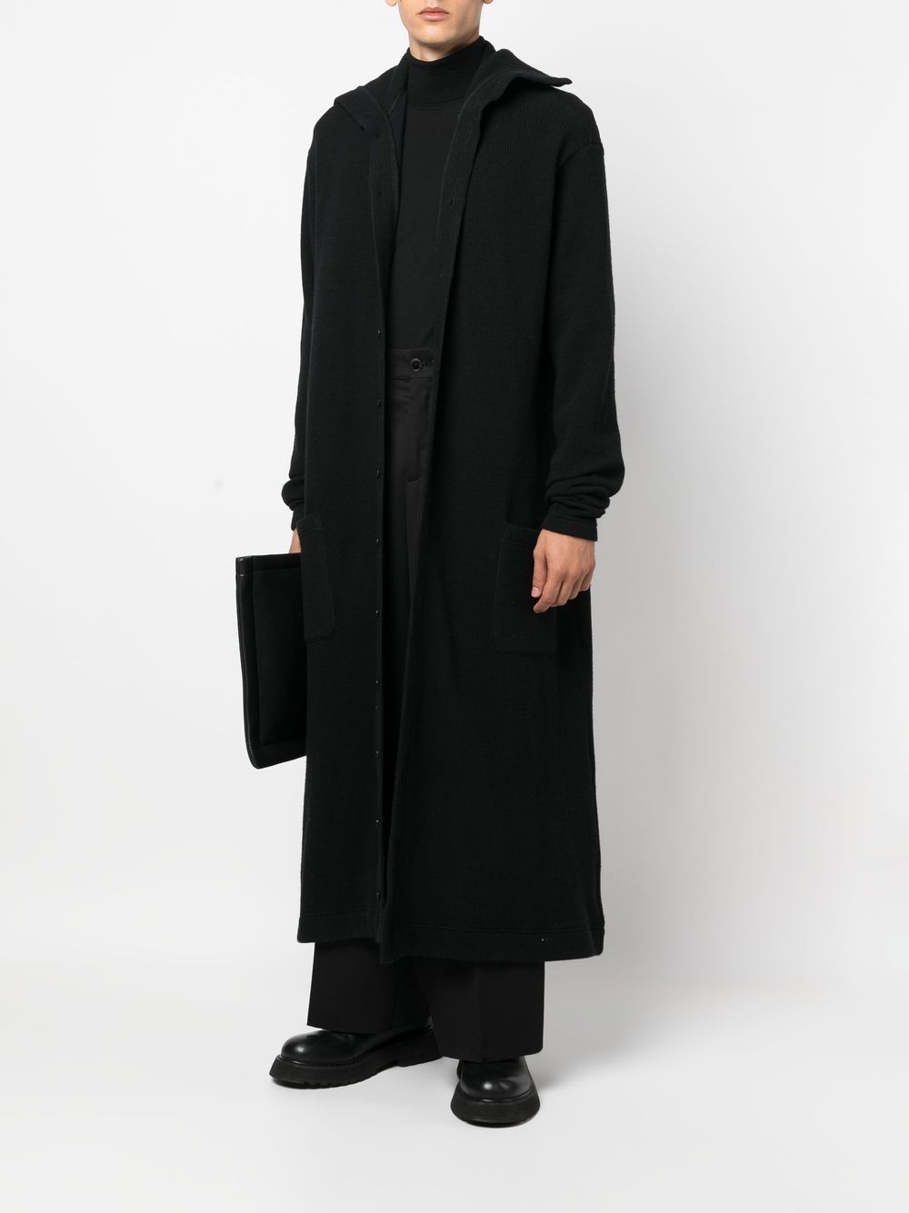 Yohji Yamamoto Fijngebreide jas - Zwart