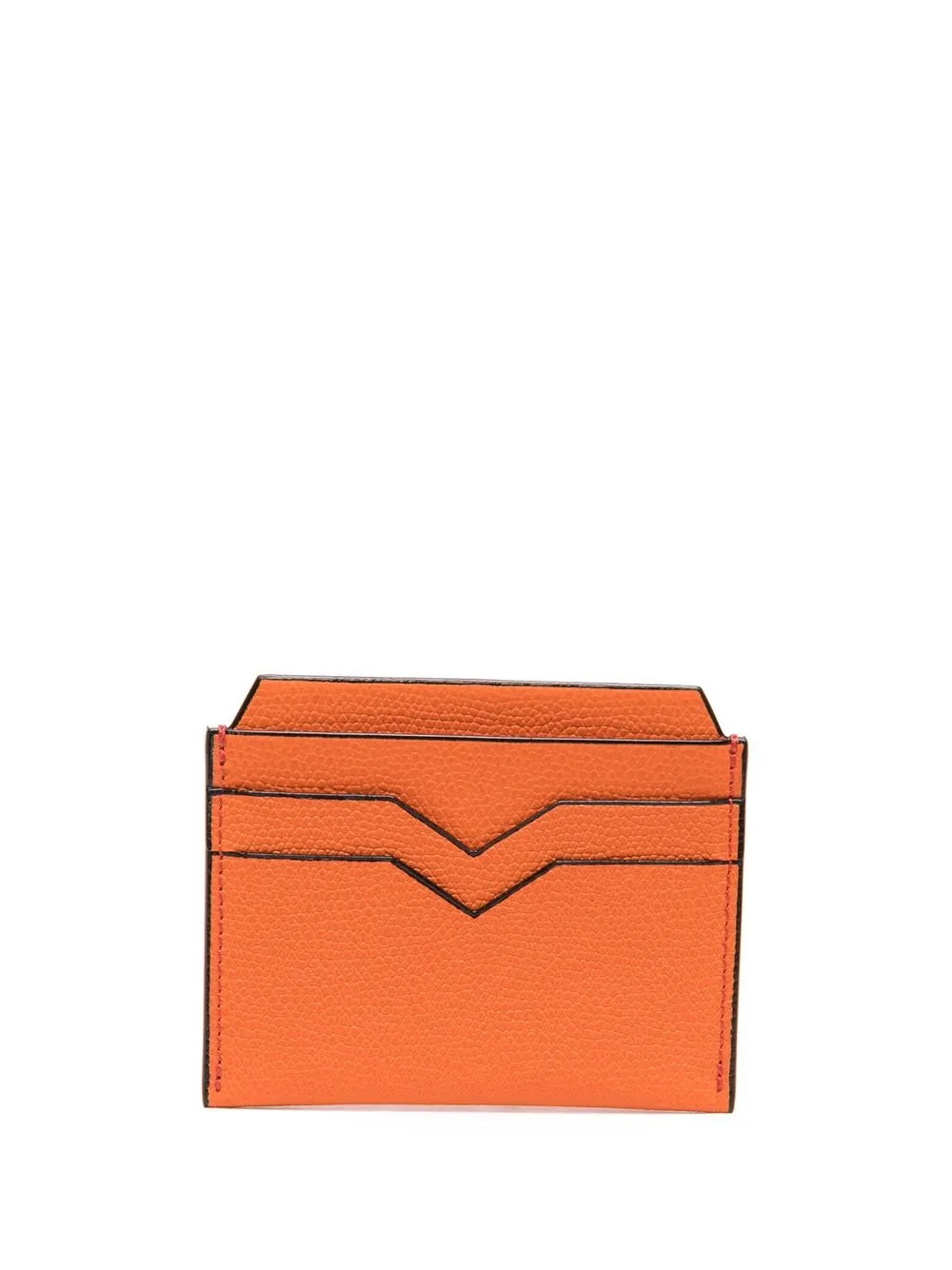 

Valextra V-shape detail leather cardholder - Orange