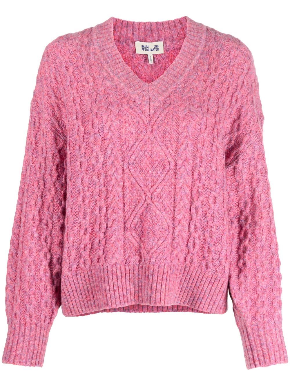 

Baum Und Pferdgarten cable-knit v-neck jumper - Pink