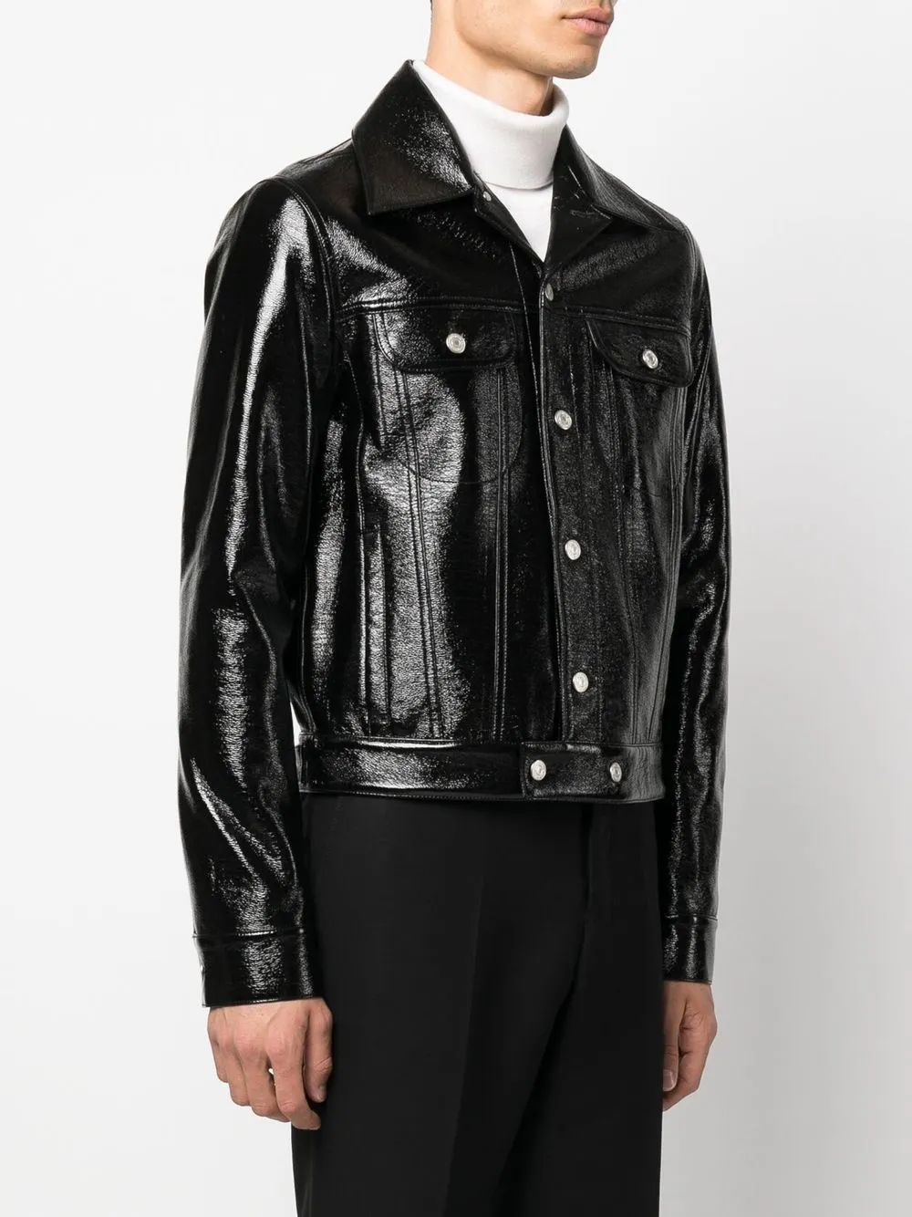  Courrèges Faux-leather Button-up Jacket - Black 