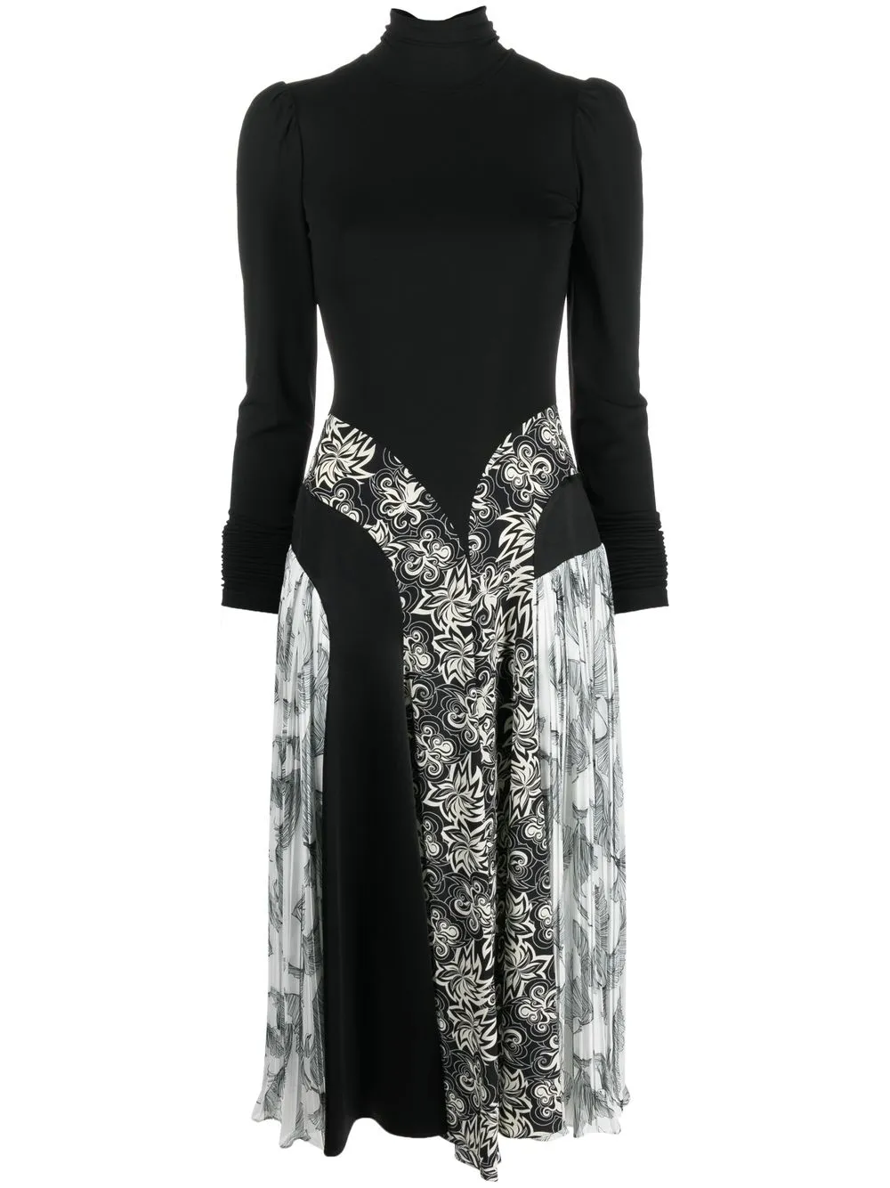 

Rochas panel-print long-sleeve dress - Black