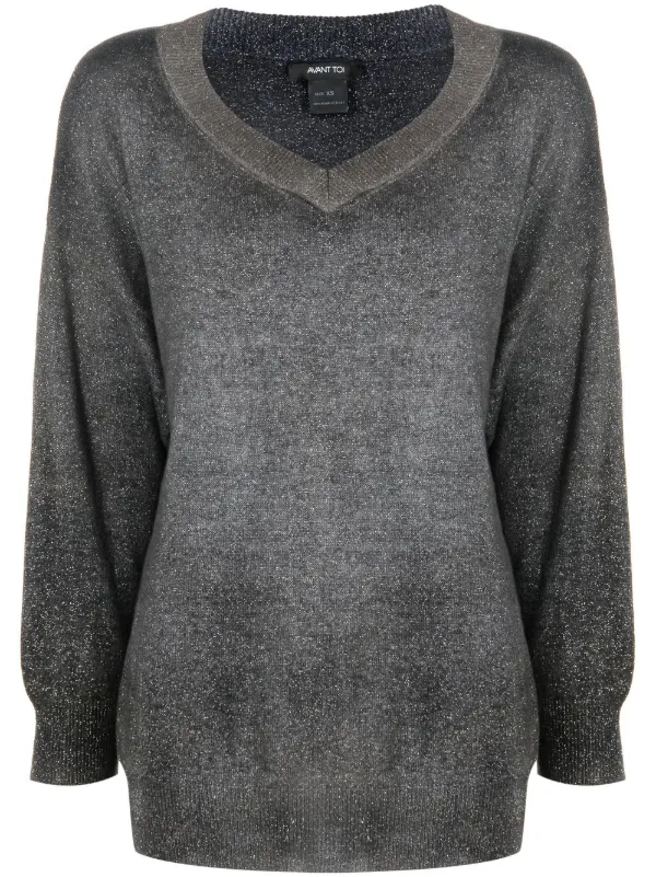 Avant Toi lurex-detail V-neck Jumper 