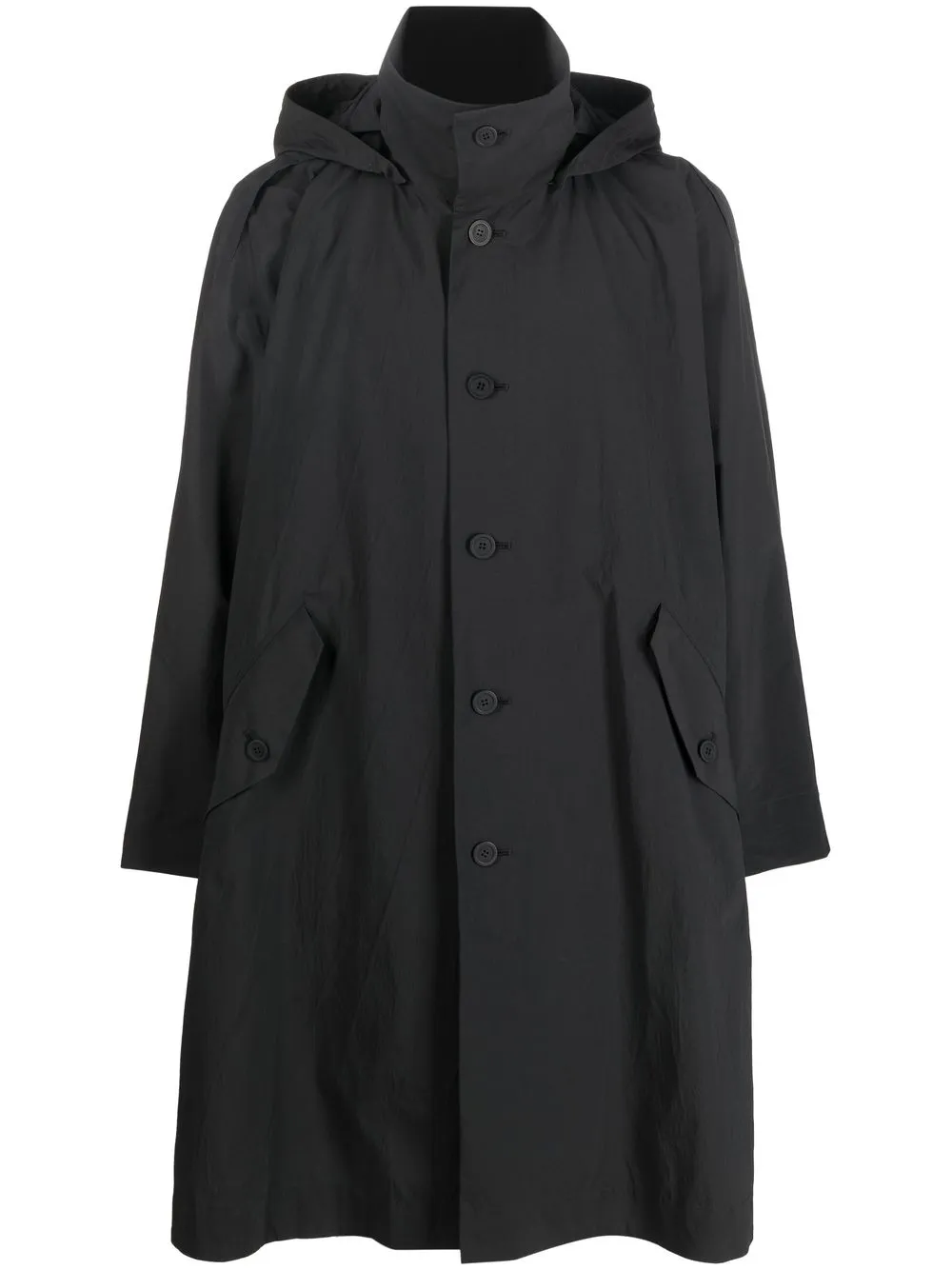 

Homme Plissé Issey Miyake hooded single-breasted coat - Black