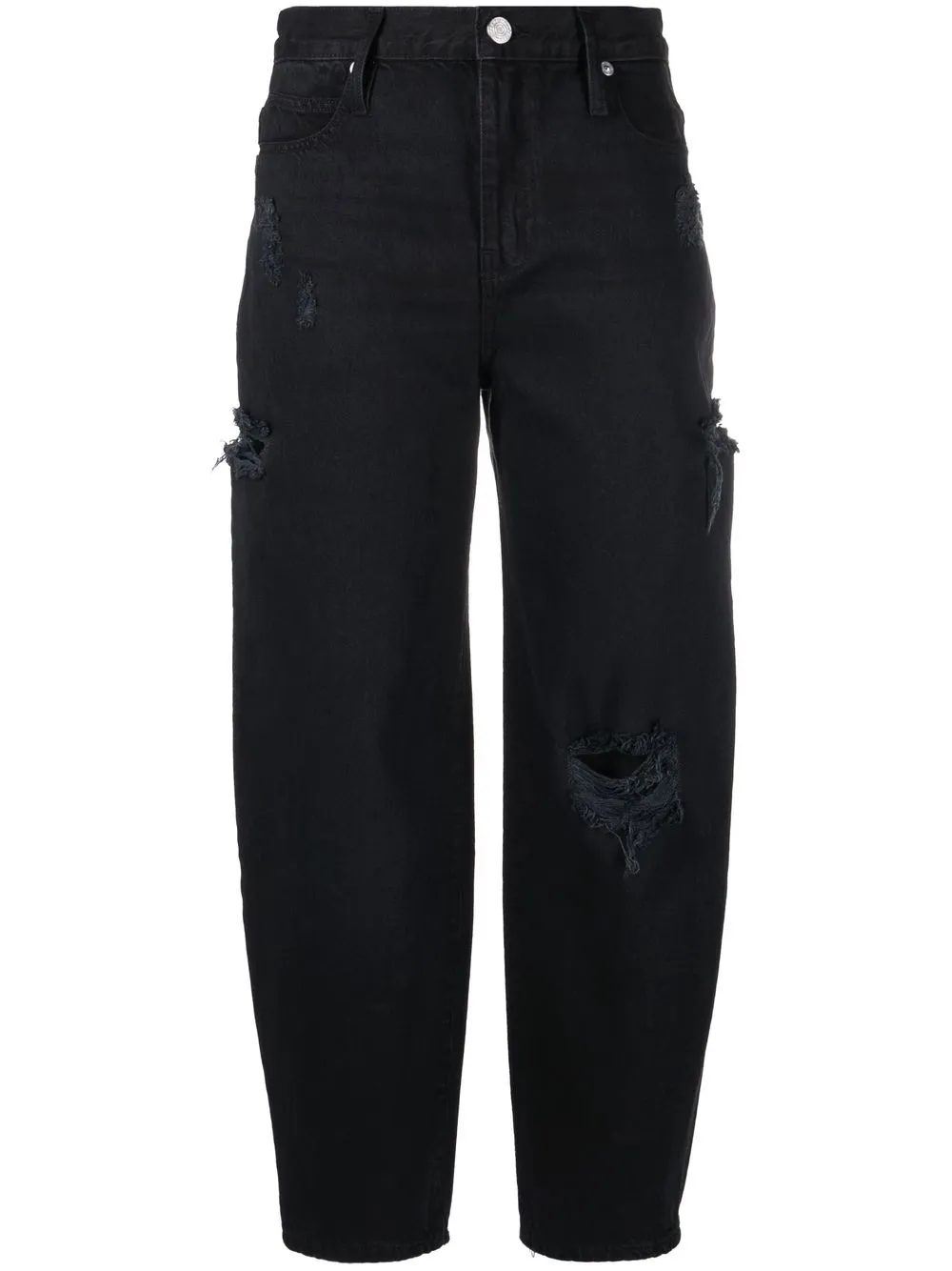 

FRAME jeans de tiro alto rasgados - Negro