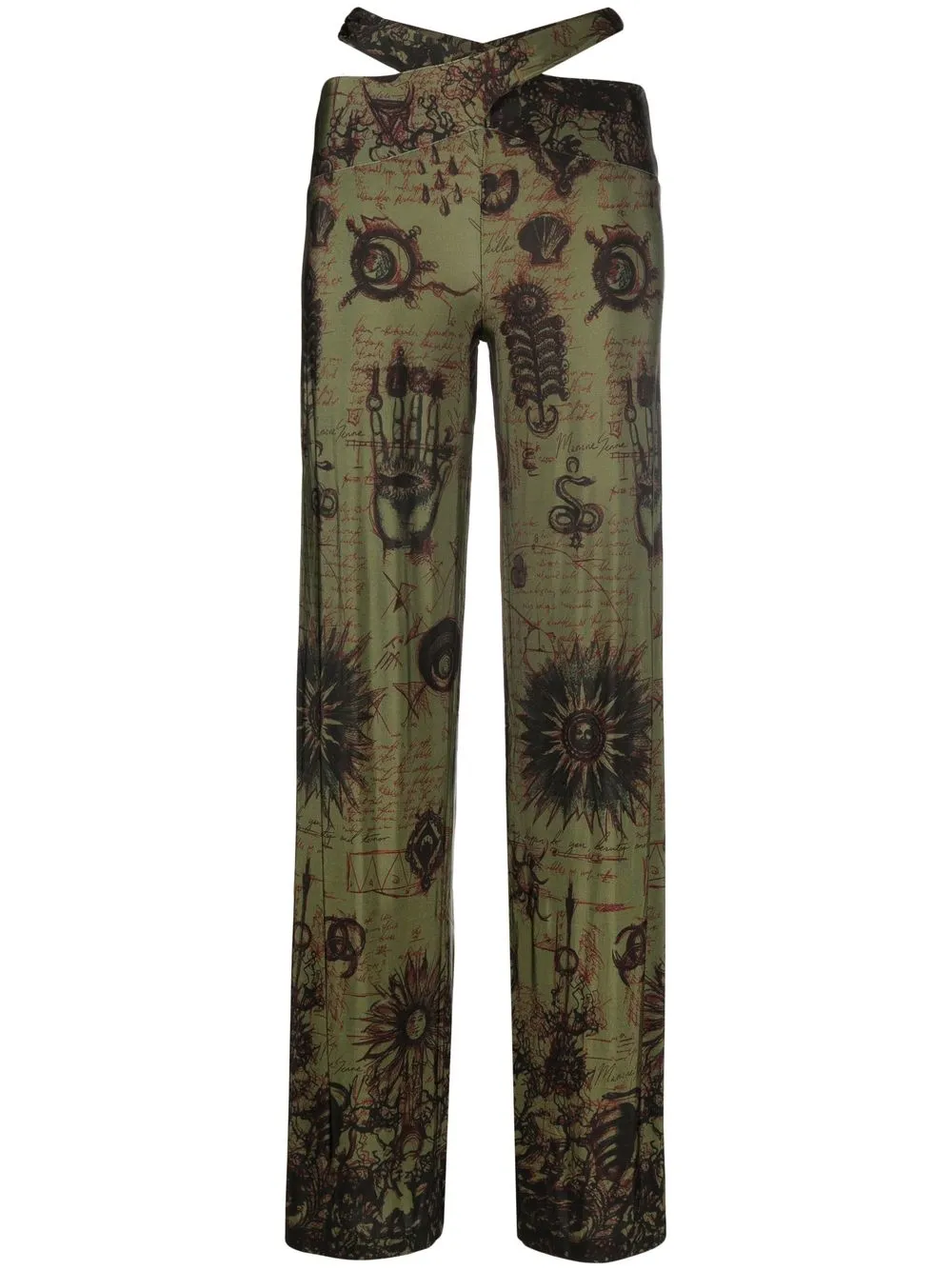 

Marine Serre pantalones de vestir con aberturas - Verde