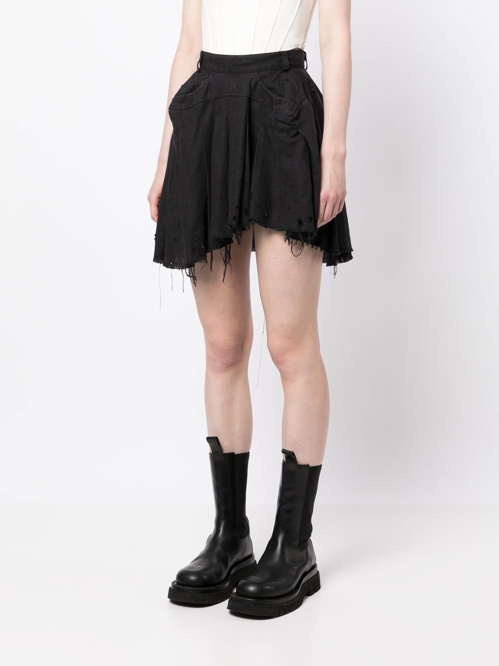 Natasha Zinko Distressed Effect Mini Skirt Farfetch
