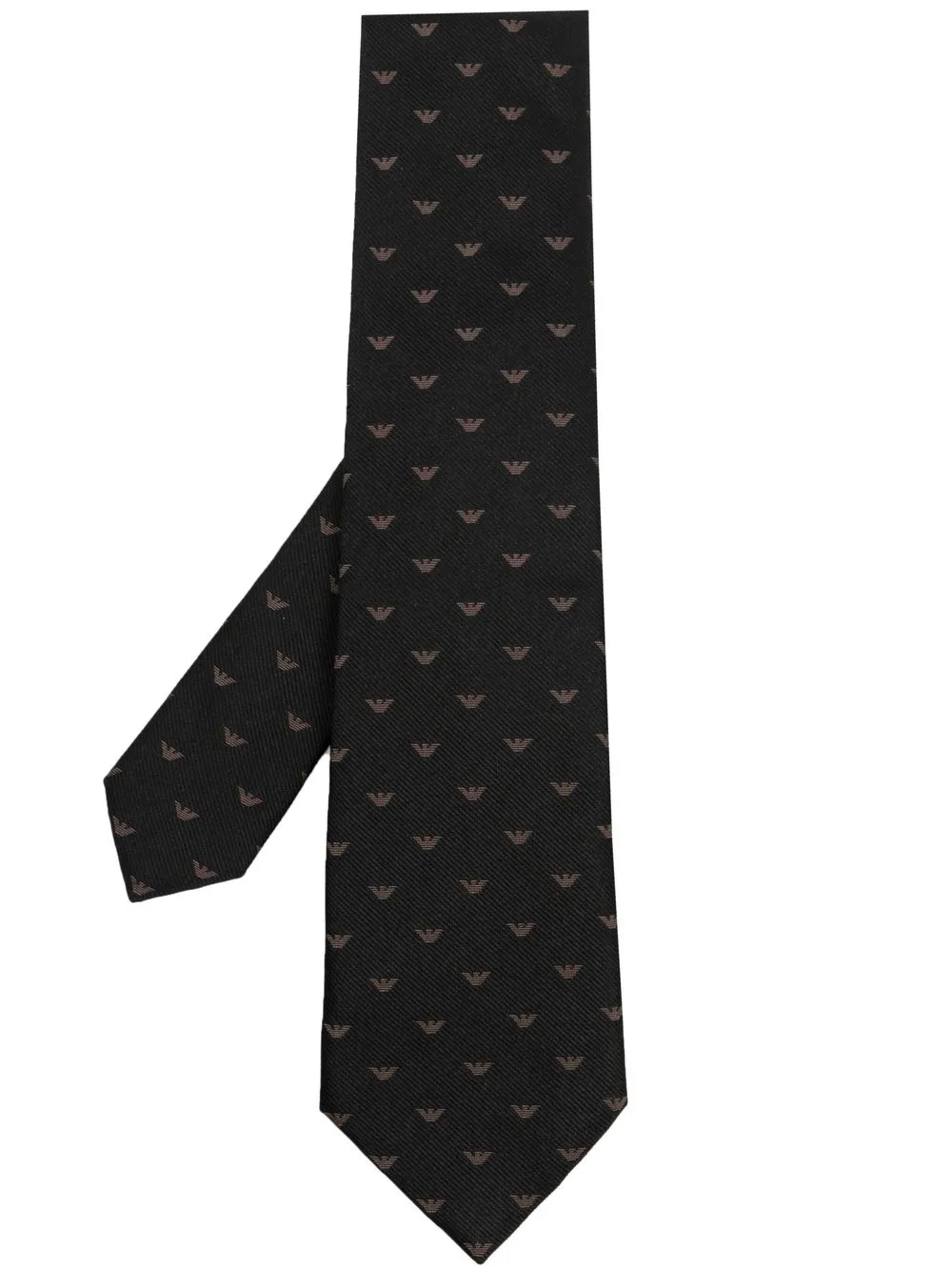 

Emporio Armani logo-jacquard silk tie - Black