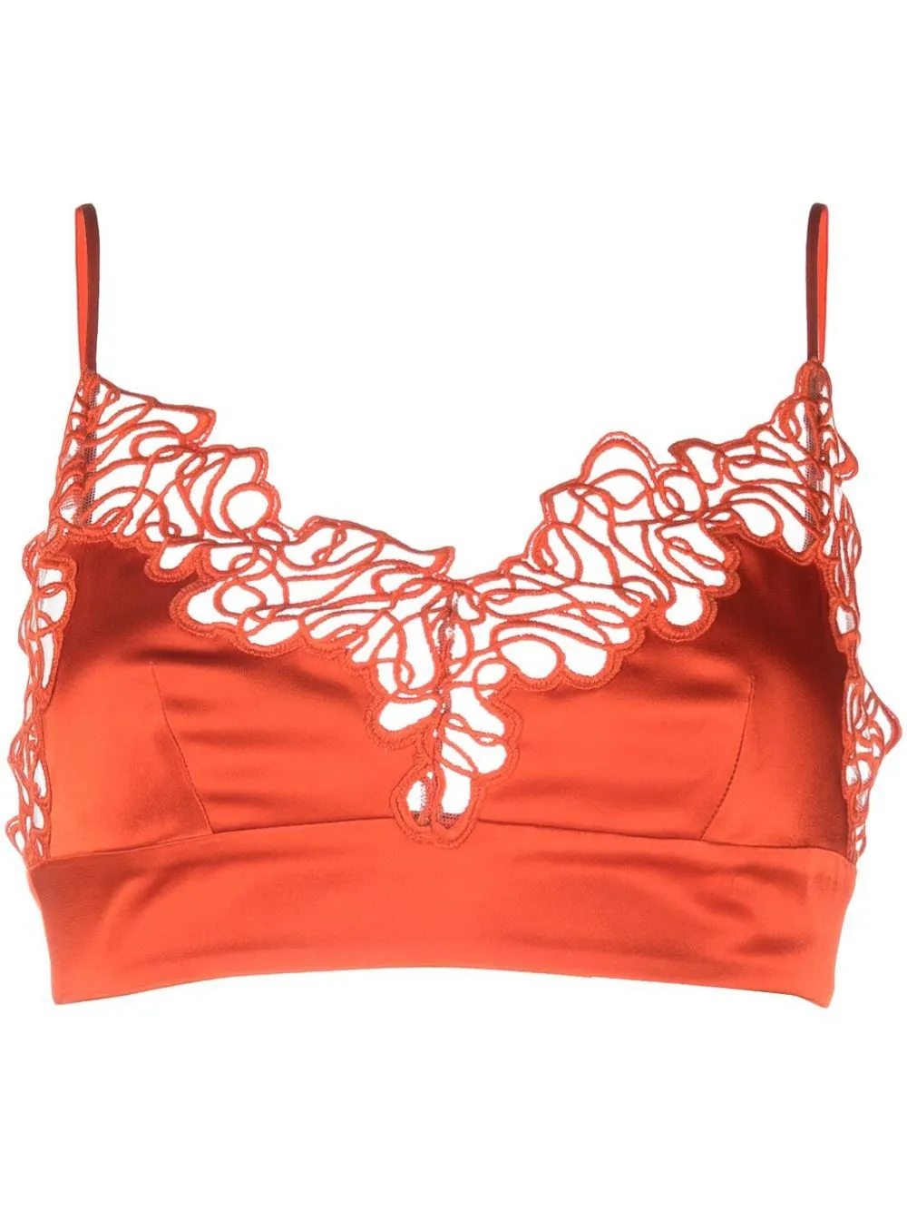 

Stella McCartney top de brasier con ribete de encaje - Naranja