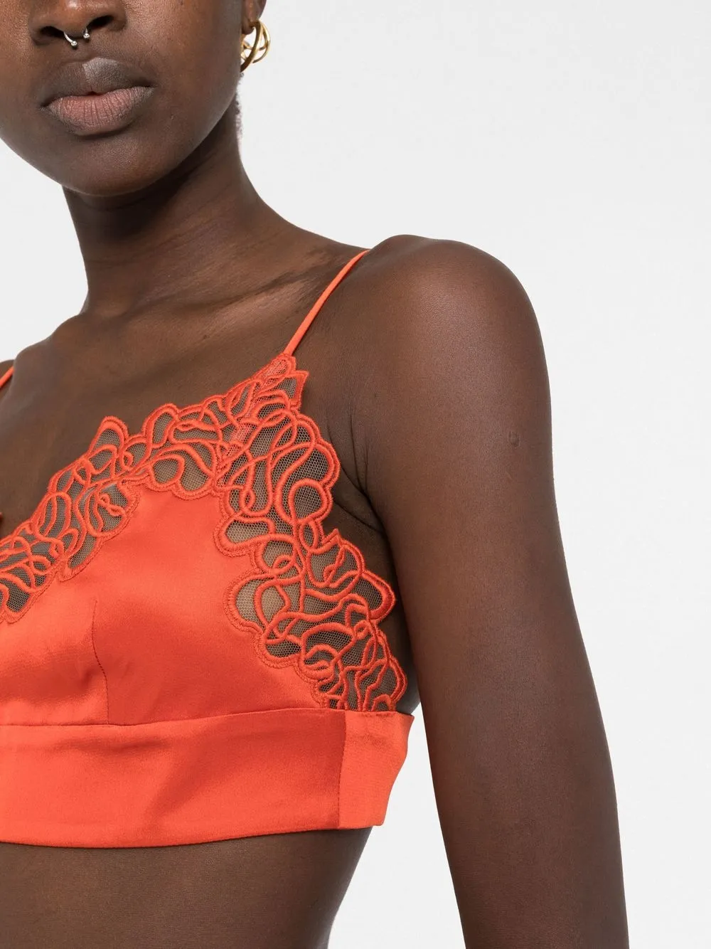  Stella Mccartney Triangel Bh Mit Spitzenborte   Orange 