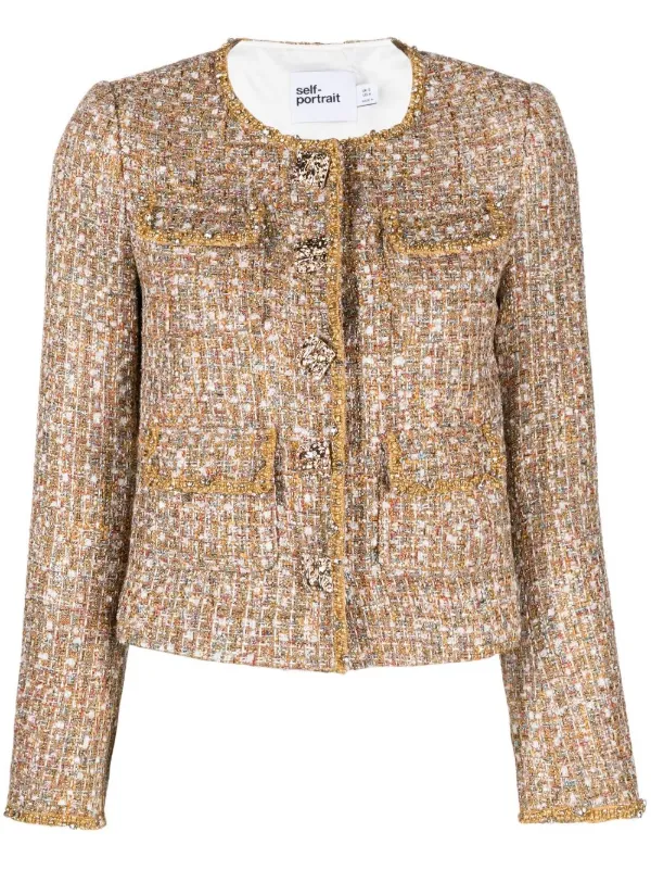 metallic tweed coat