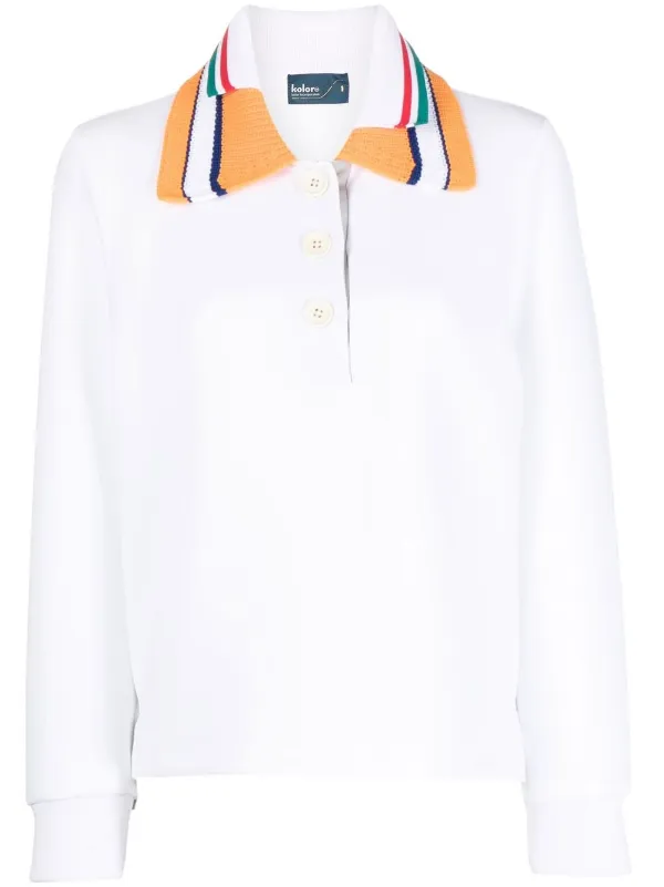 Kolor Knitted Collar long-sleeve Polo Shirt - Farfetch