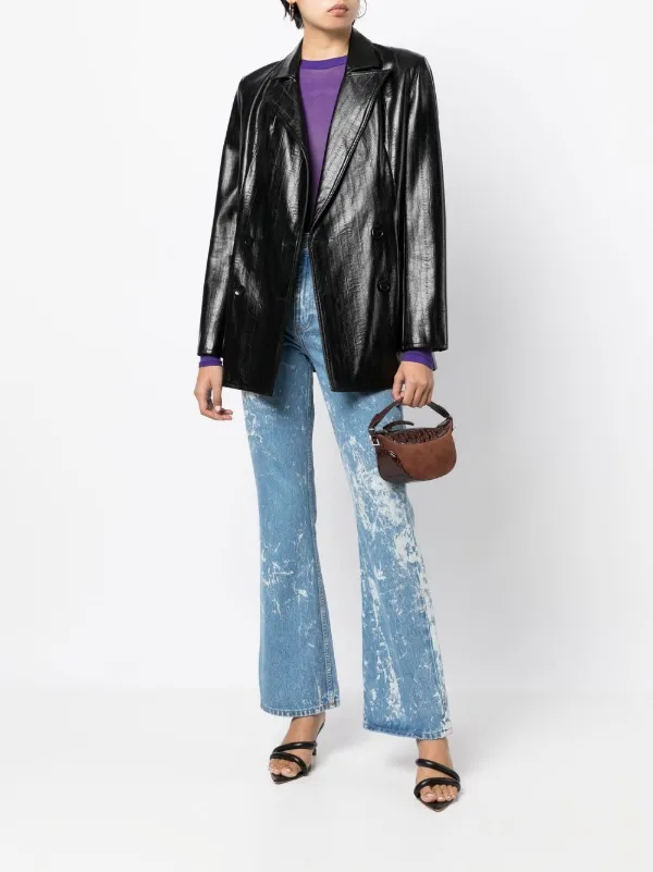 BY FAR ブラウン クロコダイル型押しショルダーバッグ BY FAR クロコダイルパターン ショルダーバッグ | ブラウン