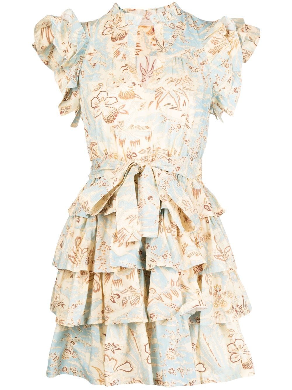 Ulla Johnson Floral-print Cotton Flared Dress In Pastel Yellow | ModeSens