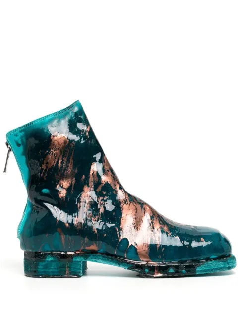 Guidi paint-splatter detail ankle boots 