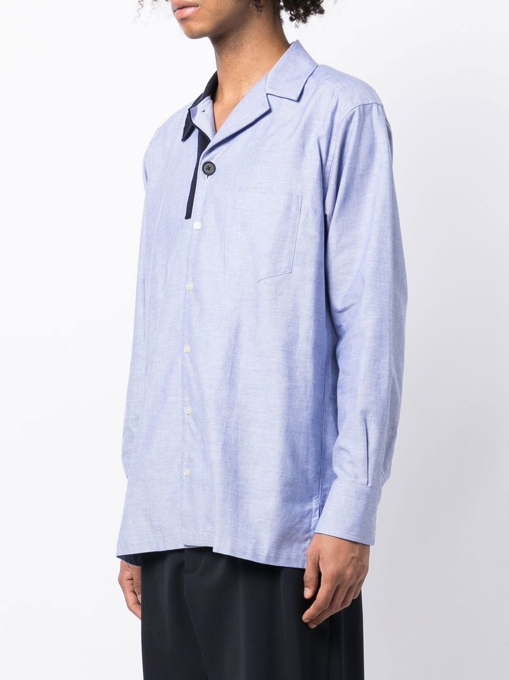 Shop Kolor Button-up Long-sleeved Shirt In Blue