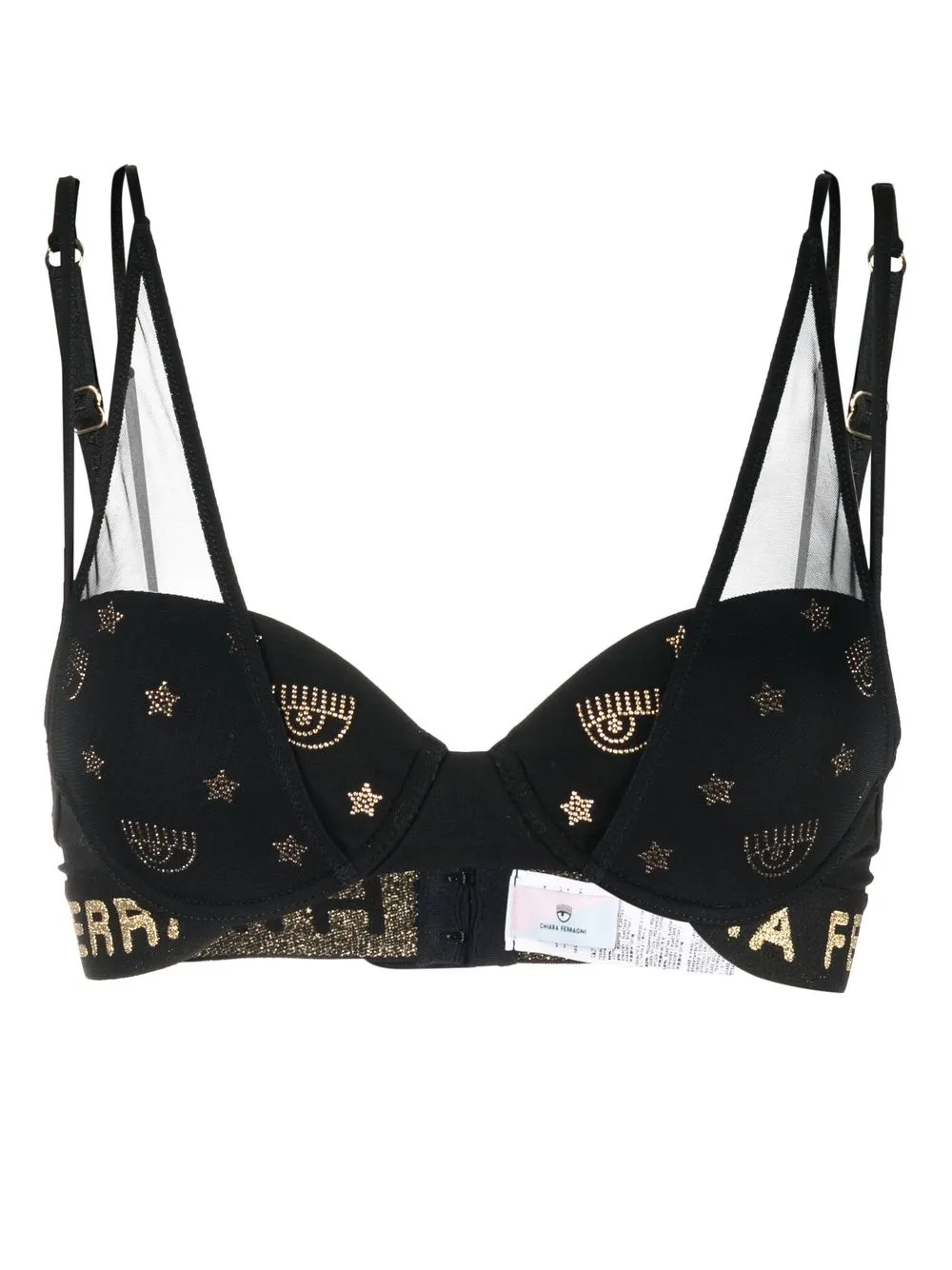 

Chiara Ferragni Eyelike glitter logo bra - Black