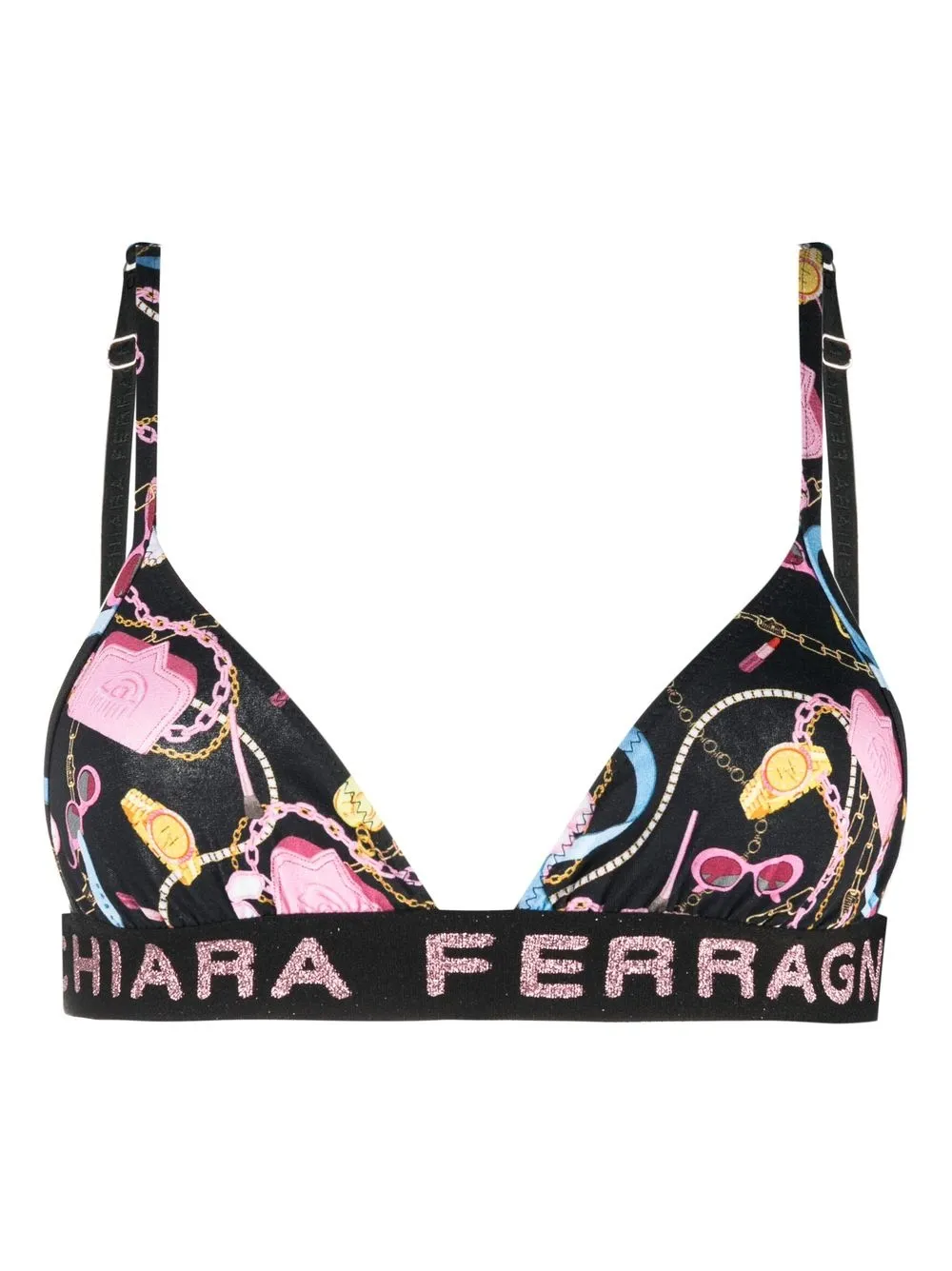 

Chiara Ferragni brasier con banda del logo - Negro