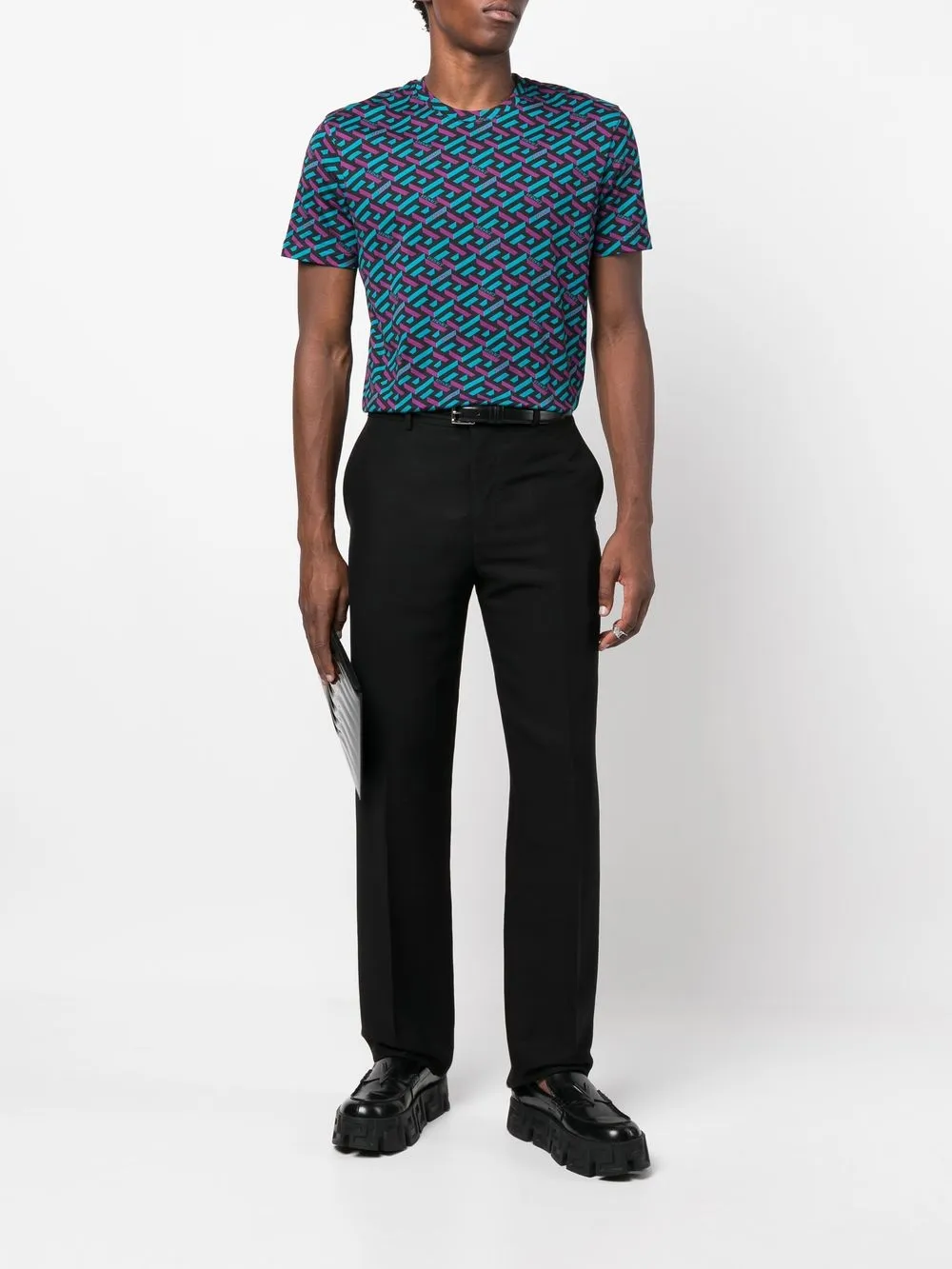 Versace T-shirt met logoprint - Zwart