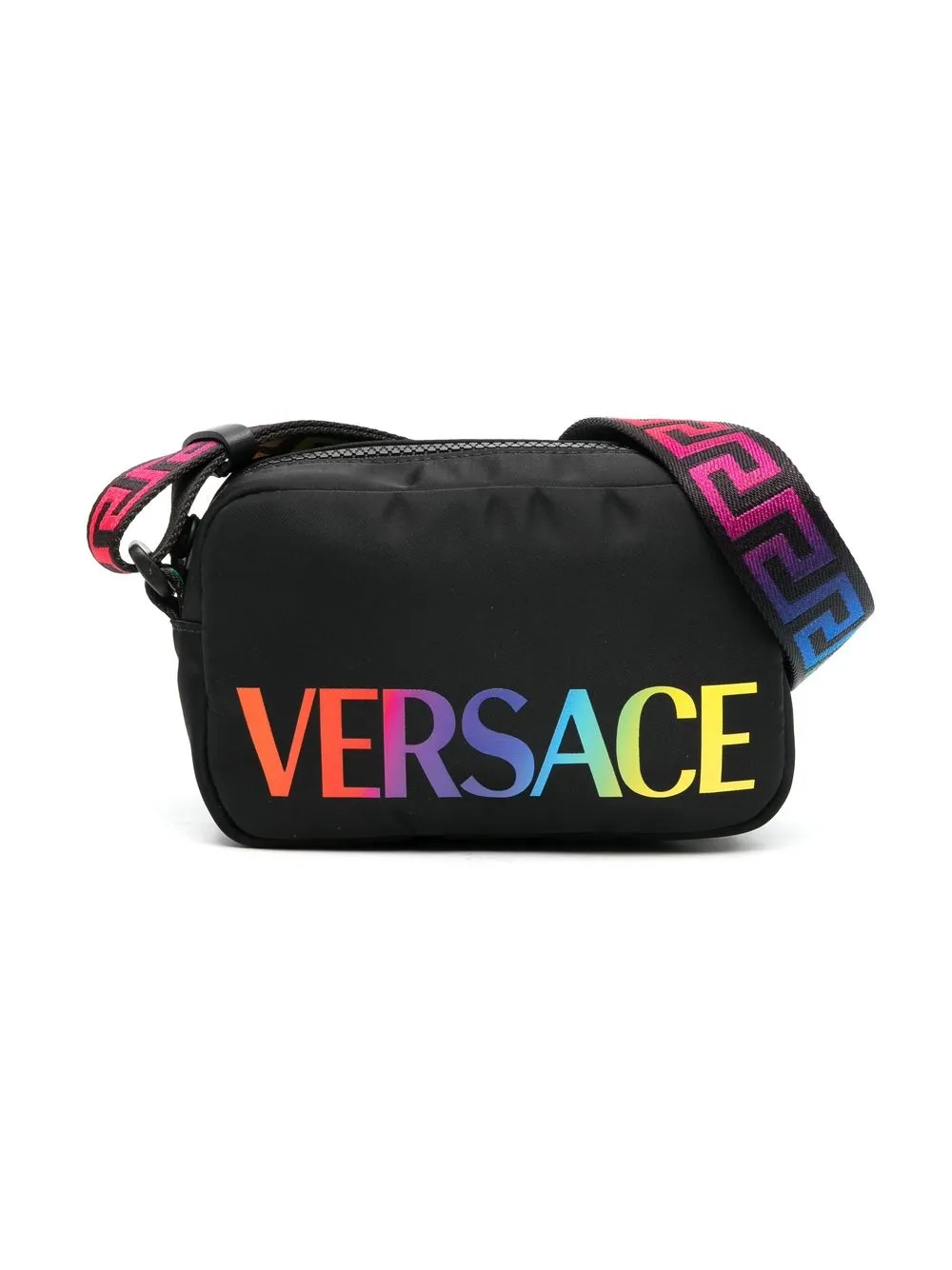 

Versace Kids bolsa de hombro con logo estampado - Negro