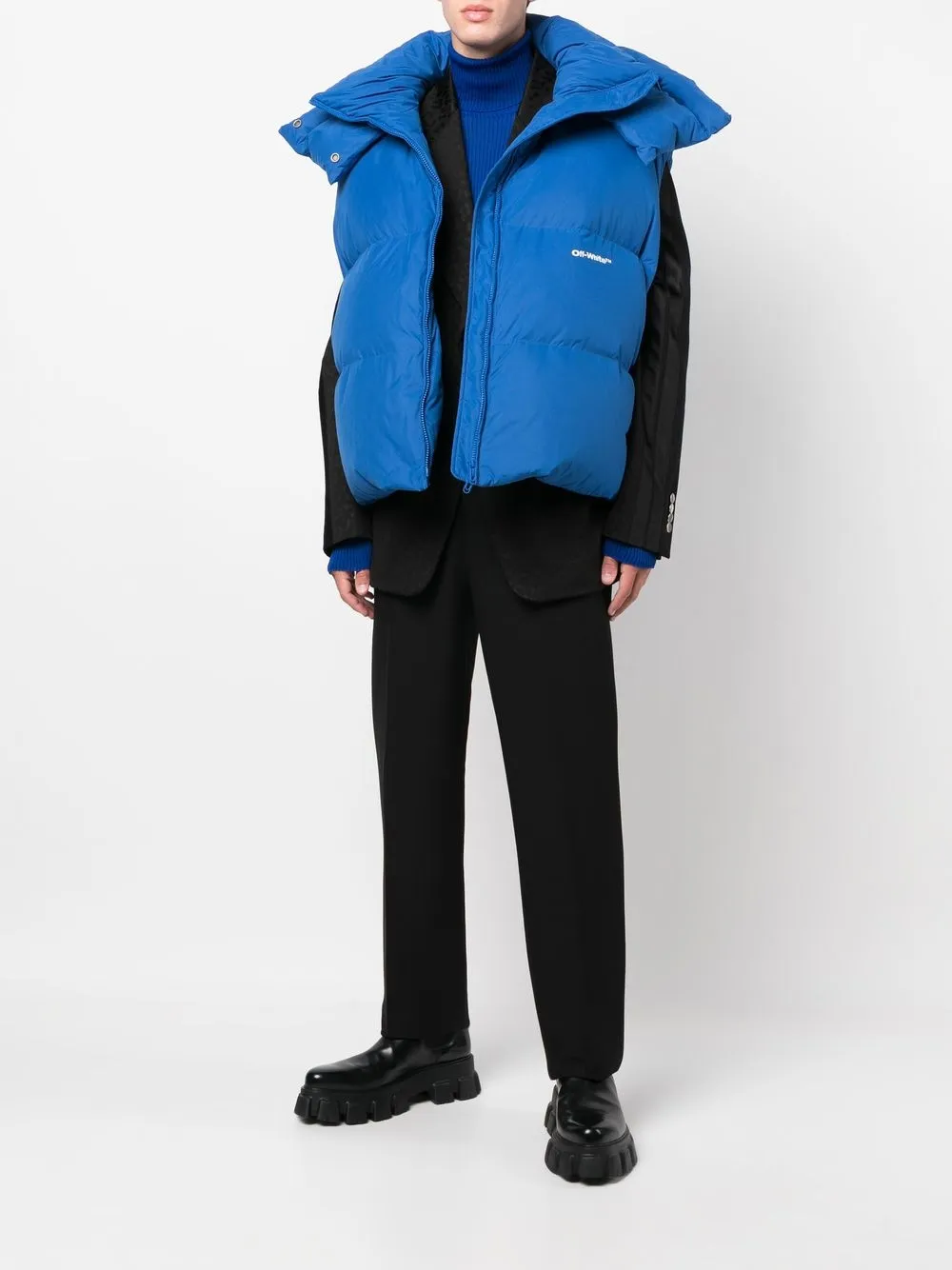 Off-White Donsjack met capuchon - Blauw