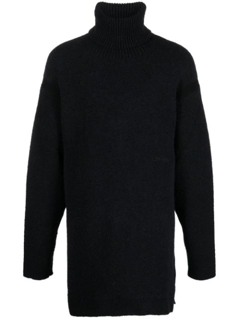 embroidered-logo roll neck jumper