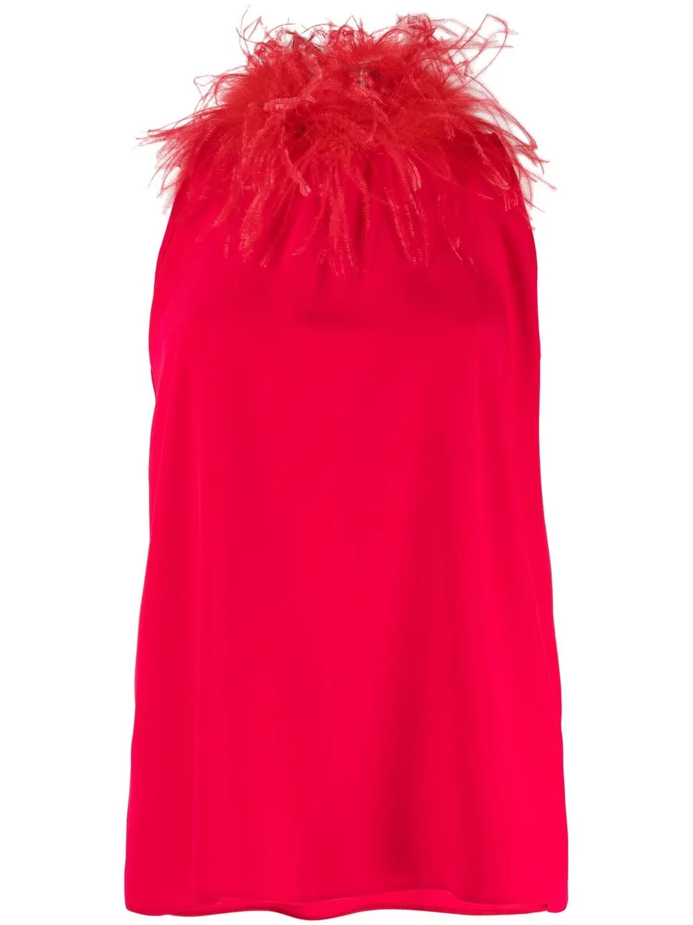 

STYLAND feather-detail sleeveless blouse - Red