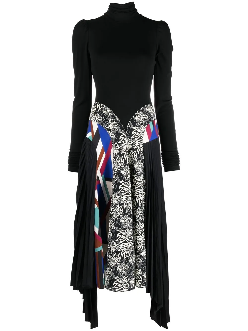 

Rochas vestido midi con diseño patchwork - Negro