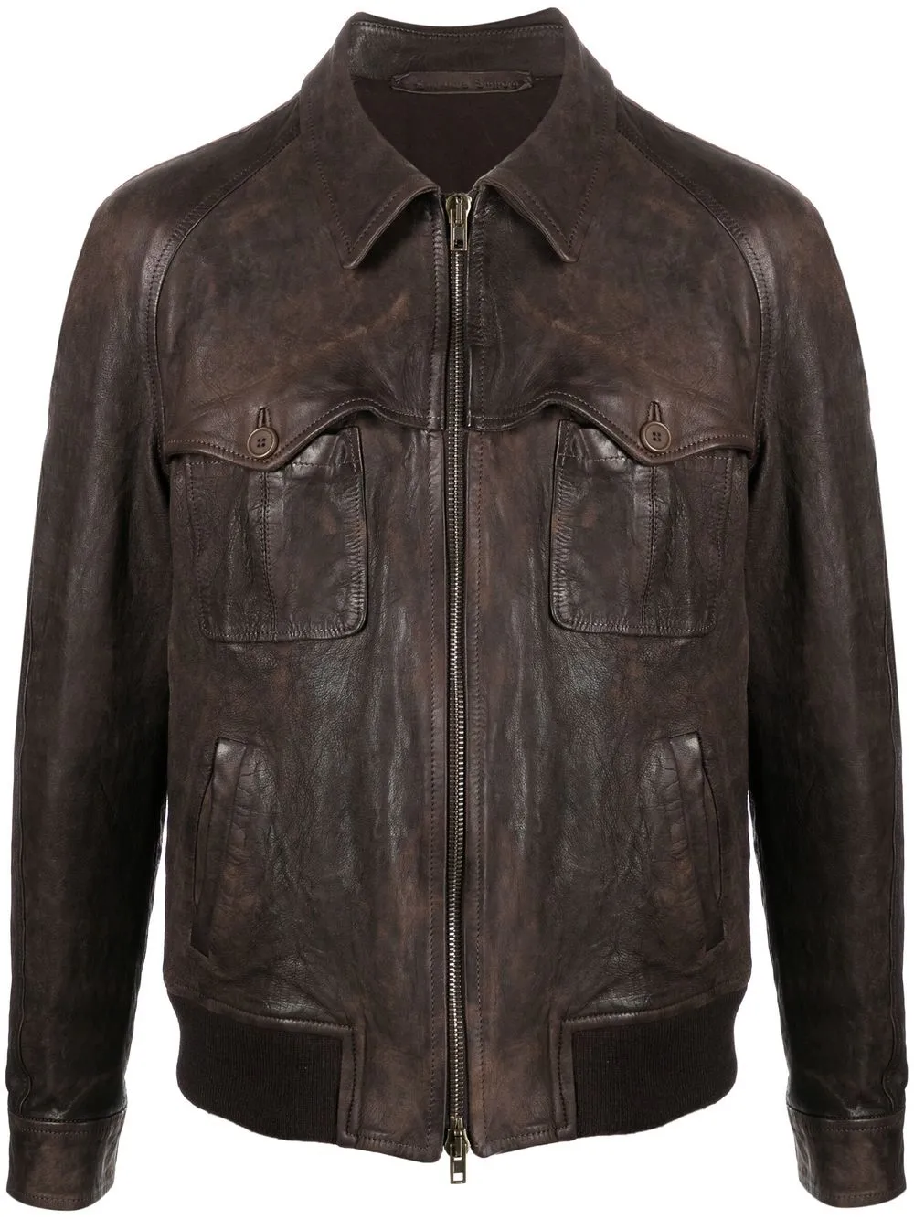 

Salvatore Santoro raglan-sleeve leather jacket - Brown