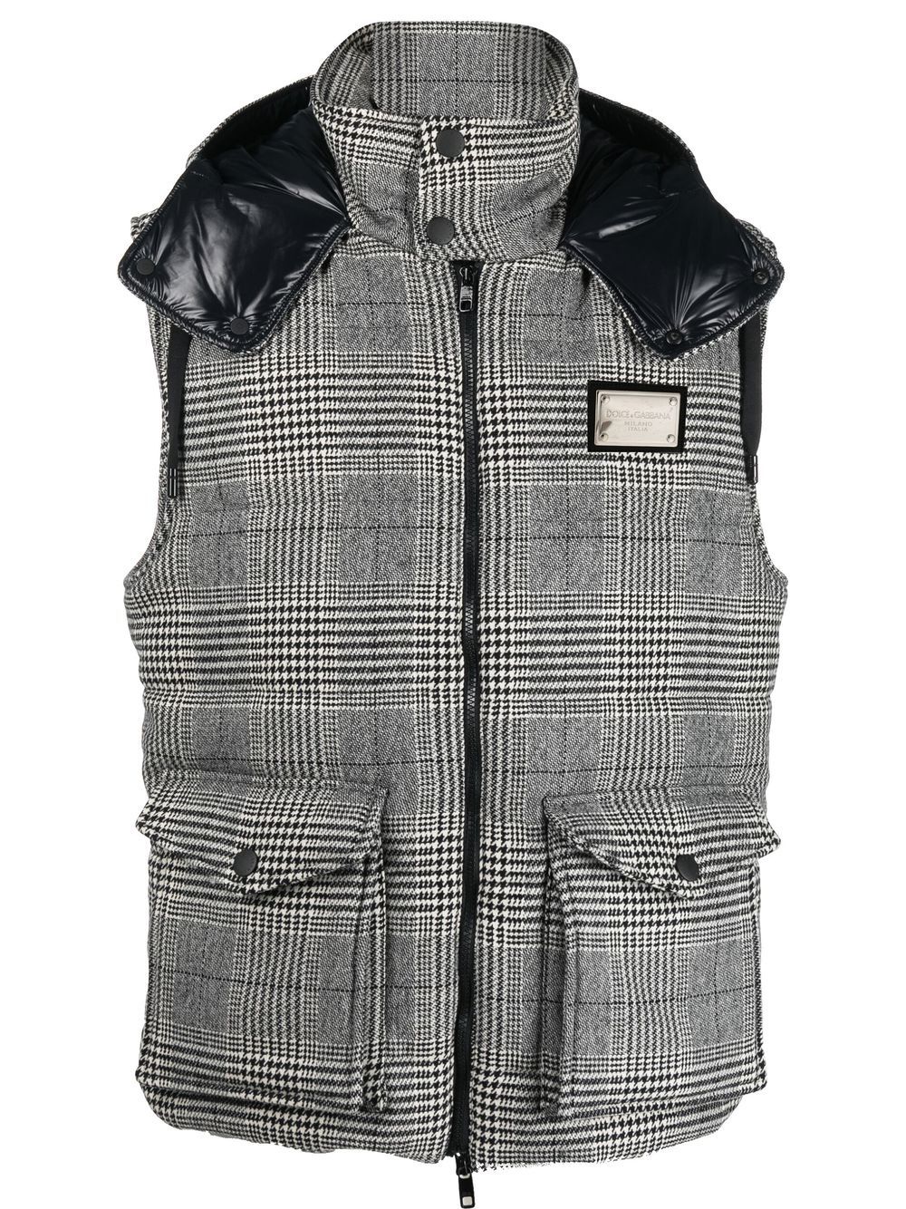 checked logo-patch padded gilet