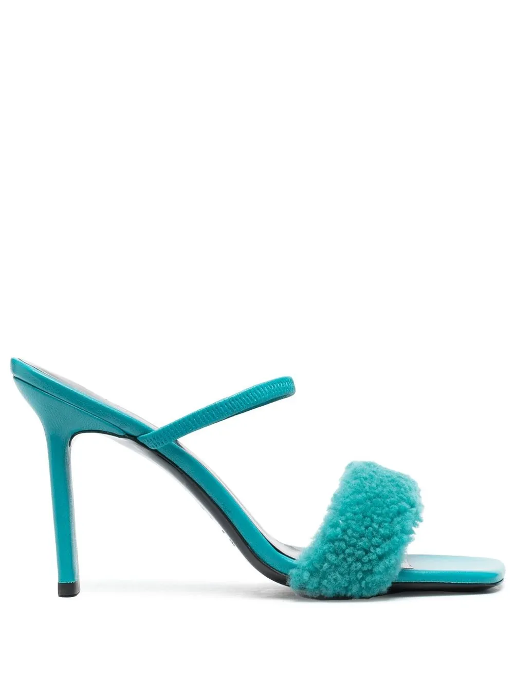 BY FAR 110mm Ada Shearling sandals Blue