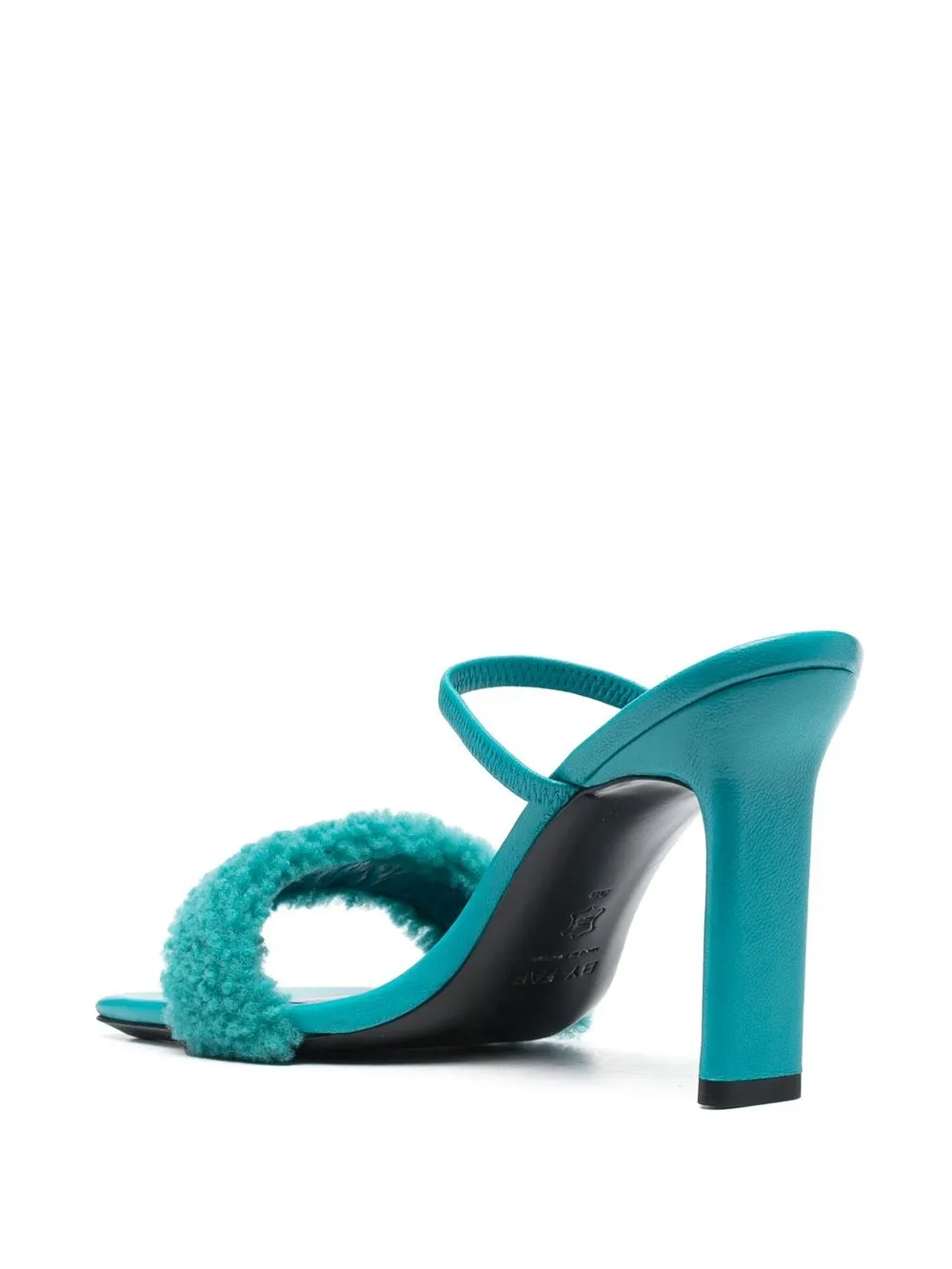 BY FAR 110mm Ada Shearling sandals Blue