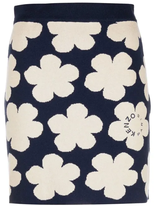 Jupe en maille intarsia à fleurs - Kenzo - Modalova