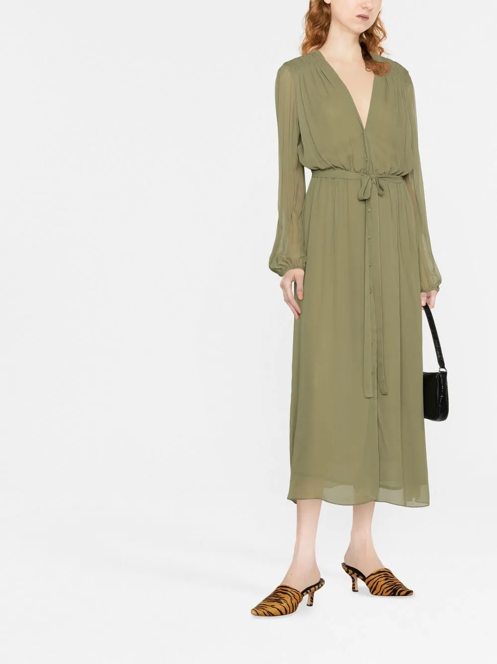 Patrizia Pepe Jurk met gestrikte taille - Groen