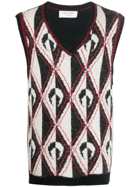 Marine Serre intarsia-knit logo vest