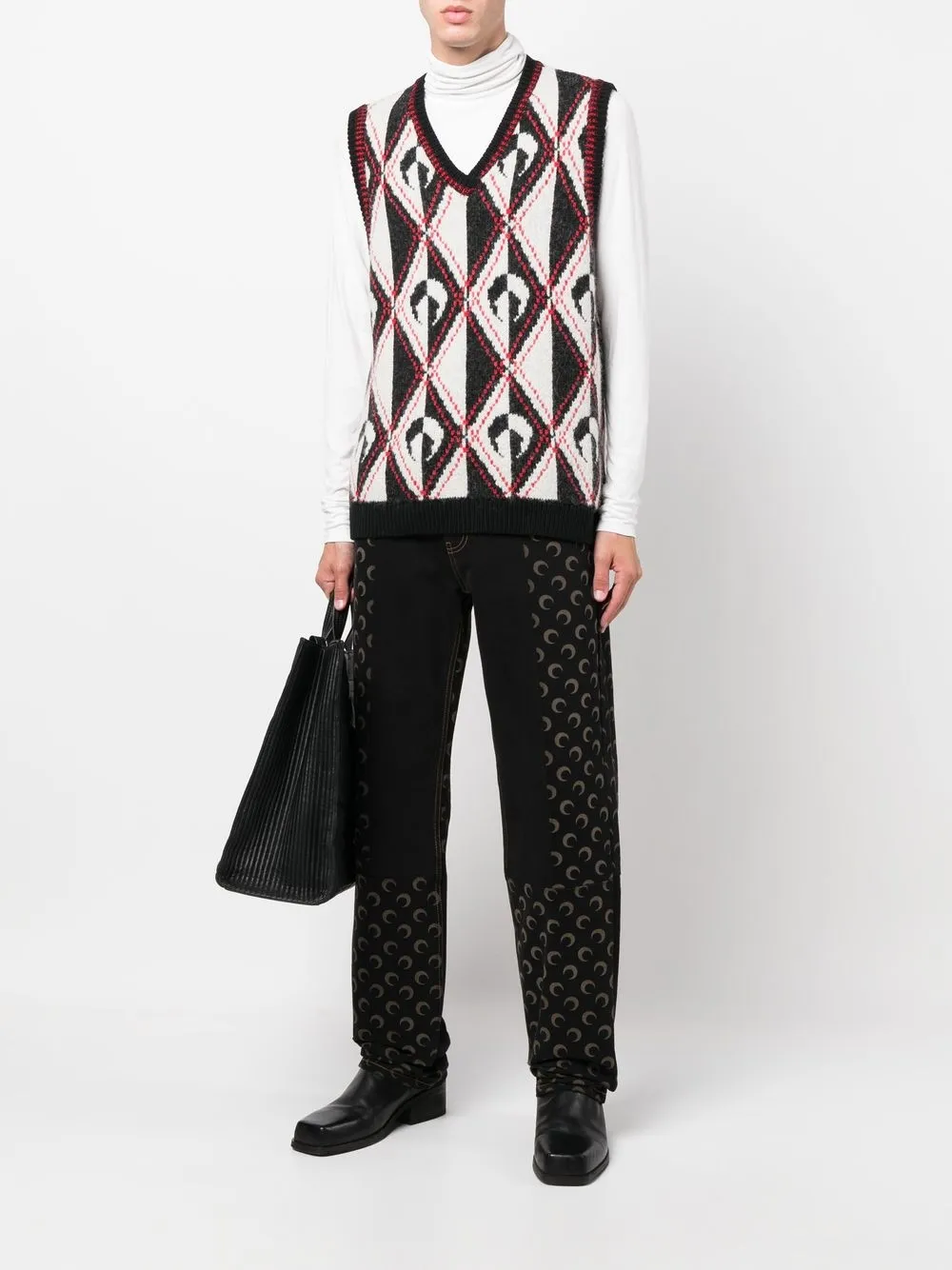 Marine Serre Intarsia vest - Zwart