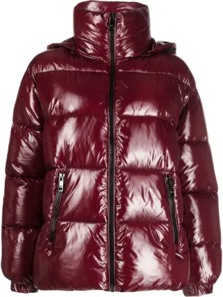 Michael kors burgundy puffer coat discount