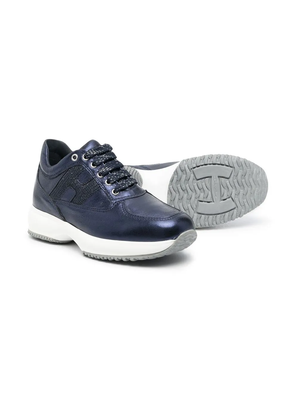 Hogan Kids Sneakers met metallic-effect - Blauw