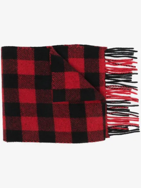 Woolrich check-pattern fringed-edge scarf