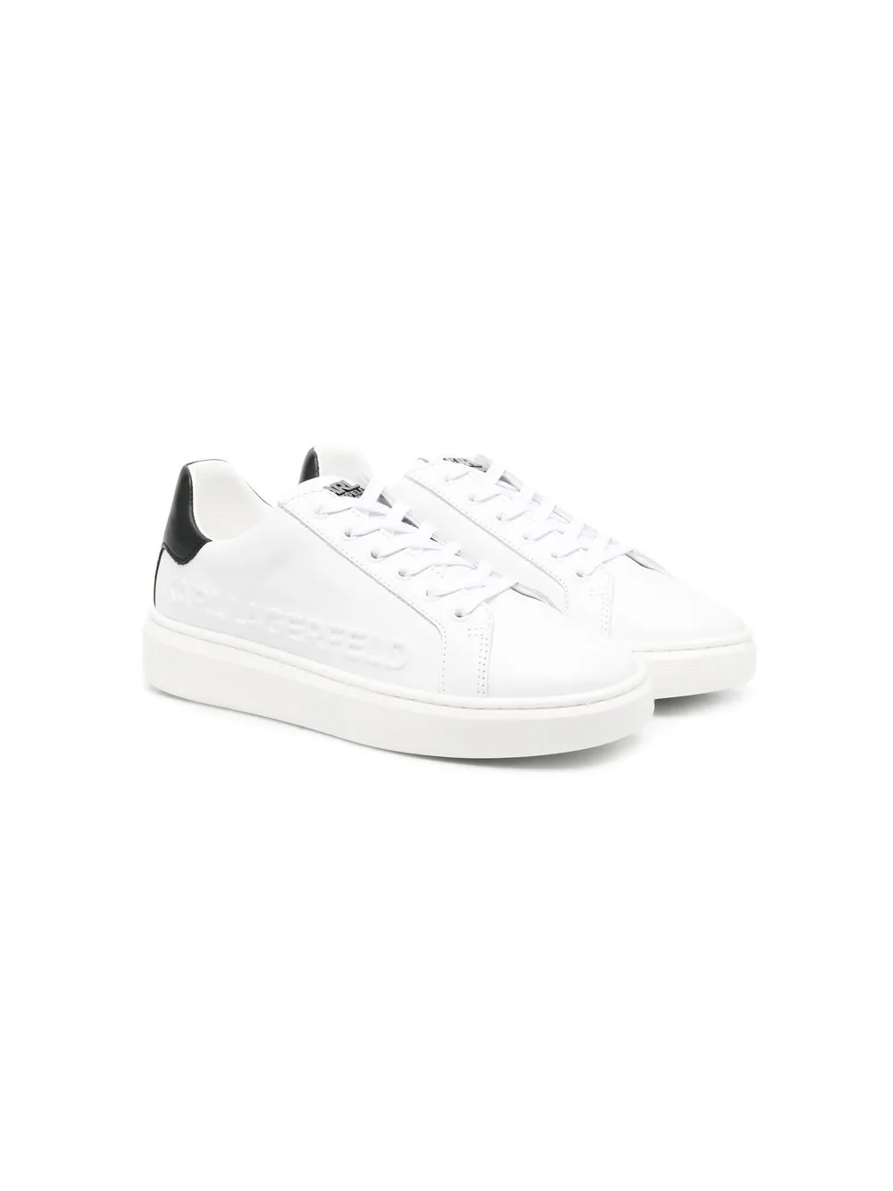 

Karl Lagerfeld Kids tenis bajos con agujetas - Blanco