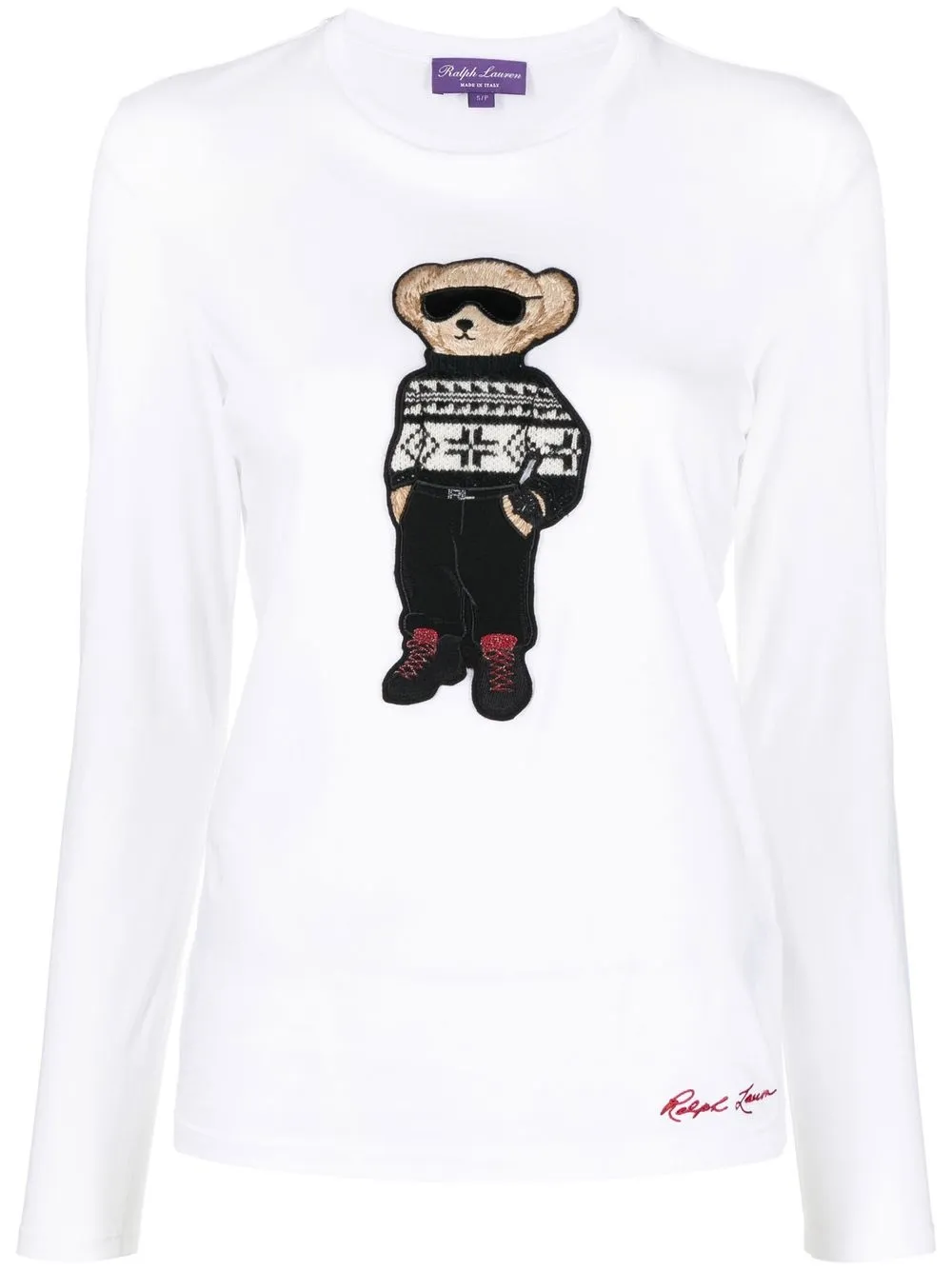 

Ralph Lauren Collection teddy bear-print long-sleeved T-shirt - White