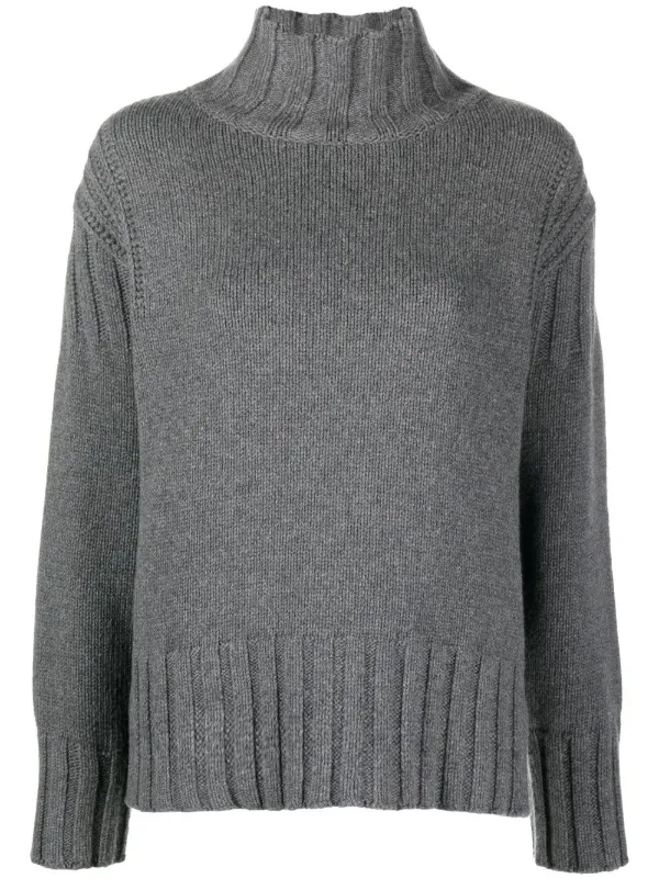 Jil Sander Roll-neck Cashmere Jumper in Grey
